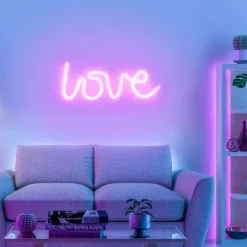 LED Wandleuchte pink love USB Schnurschalter Deko Schriftzug