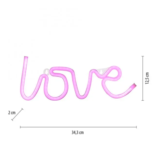LED Wandleuchte pink love USB Schnurschalter Deko Schriftzug