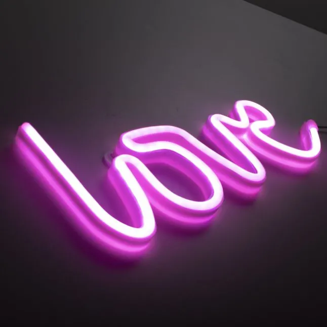 LED Wandleuchte pink love USB Schnurschalter Deko Schriftzug