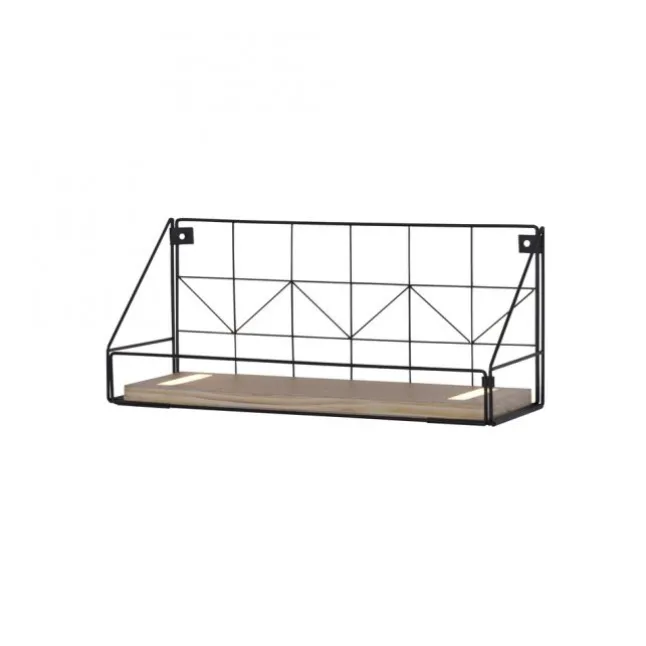 LED Wandleuchte Regal 46x16x20cm schwarz Boden aus Holz warmweiß Schalter