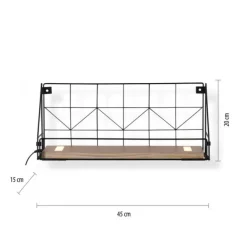 LED Wandleuchte Regal 46x16x20cm schwarz Boden aus Holz warmweiß Schalter