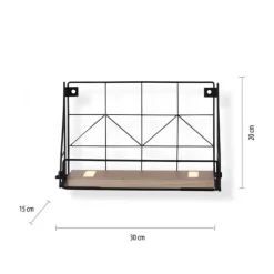 LED Wandleuchte Regal 31x16,5x20cm schwarz Boden aus Holz warmweiß Schalter