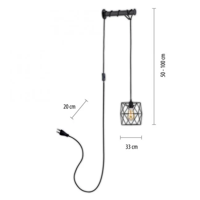 LED Wandleuchte schwarz mit Halterung Schalter höhenverstellbar Schnurschalter
