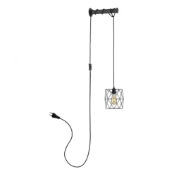 LED Wandleuchte schwarz mit Halterung Schalter höhenverstellbar Schnurschalter
