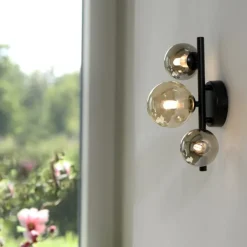 LED Wandleuchte schwarz Rauchglas Amberglas modern warmweiß