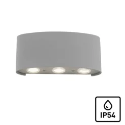 LED-Wandleuchte, silberfarben, halbrund, 6-flammig, warmweiße Lichtfarbe