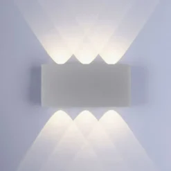 LED-Wandleuchte, silberfarben, halbrund, 6-flammig, warmweiße Lichtfarbe