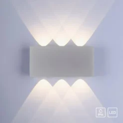 LED-Wandleuchte, silberfarben, halbrund, 6-flammig, warmweiße Lichtfarbe