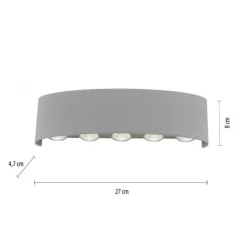 LED-Wandleuchte, silberfarben, ovale Form, warmweiße Lichtfarbe, modern
