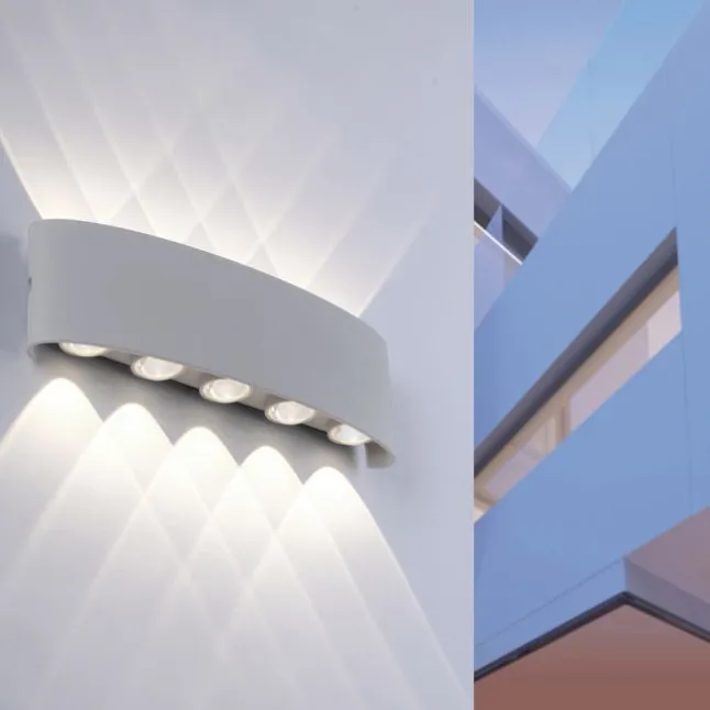 LED-Wandleuchte, silberfarben, ovale Form, warmweiße Lichtfarbe, modern