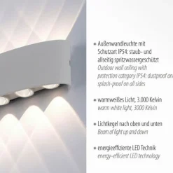 LED-Wandleuchte, silberfarben, ovale Form, warmweiße Lichtfarbe, modern