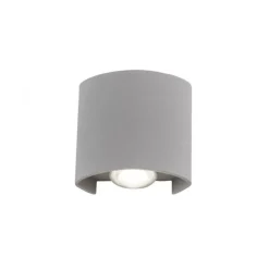 LED-Wandleuchte, silberfarben, halbrunder Form, Up+Down, Lichtkegel