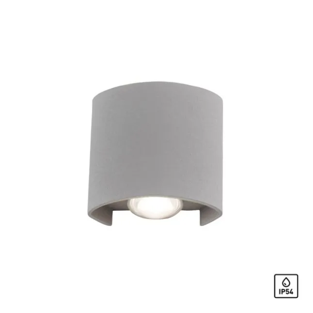 LED-Wandleuchte, silberfarben, halbrunder Form, Up+Down, Lichtkegel