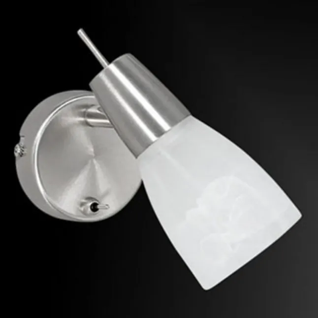 LED-Wandleuchte, Stahl, Kippschalter, Alabasterglas, dreh und schwenkbar