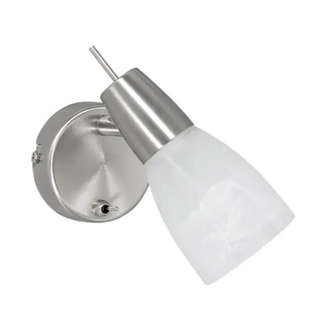 LED-Wandleuchte, Stahl, Kippschalter, Alabasterglas, dreh und schwenkbar