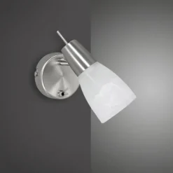 LED-Wandleuchte, Stahl, Kippschalter, Alabasterglas, dreh und schwenkbar