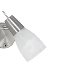 LED-Wandleuchte, Stahl, Kippschalter, Alabasterglas, dreh und schwenkbar