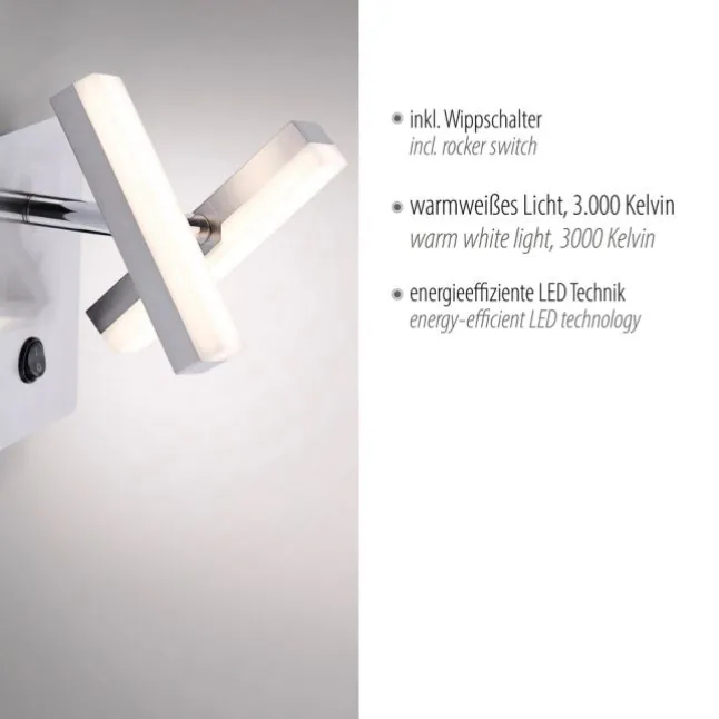 LED-Wandleuchte, Stahl, 2 verstellbaren Leuchtköpfen, warmweißes Licht