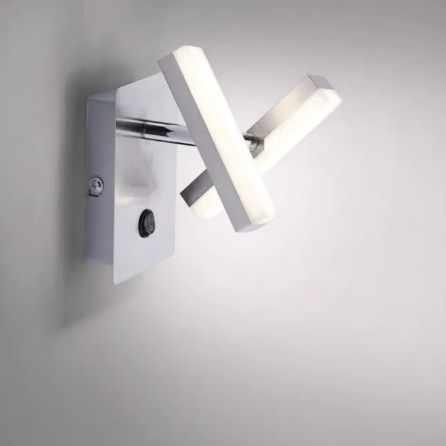 LED-Wandleuchte, Stahl, 2 verstellbaren Leuchtköpfen, warmweißes Licht