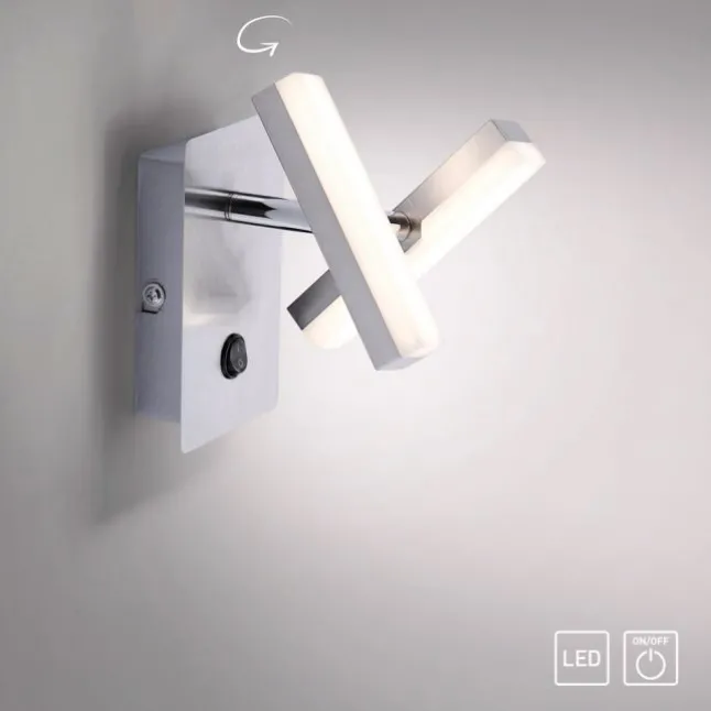 LED-Wandleuchte, Stahl, 2 verstellbaren Leuchtköpfen, warmweißes Licht