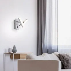LED-Wandleuchte, Stahl, 2 verstellbaren Leuchtköpfen, warmweißes Licht