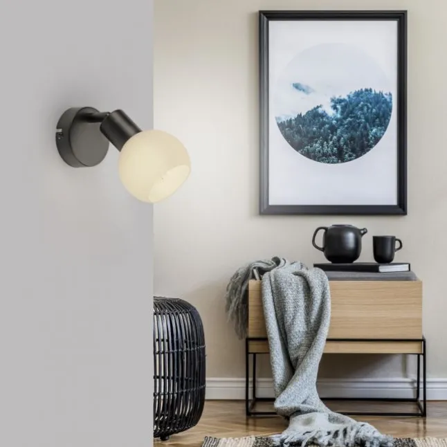 LED Wandleuchte und Deckenleuchte 1 flammig schwarz Spot drehbar