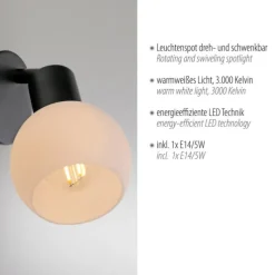 LED Wandleuchte und Deckenleuchte 1 flammig schwarz Spot drehbar