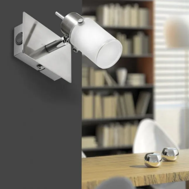 LED-Wandleuchte, verstellbaren Leuchtkopf, Wippschalter, satiniertes Glas