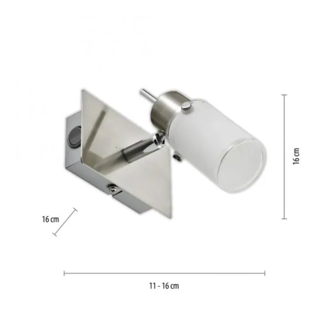LED-Wandleuchte, verstellbaren Leuchtkopf, Wippschalter, satiniertes Glas