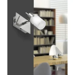 LED-Wandleuchte, verstellbaren Leuchtkopf, Wippschalter, satiniertes Glas