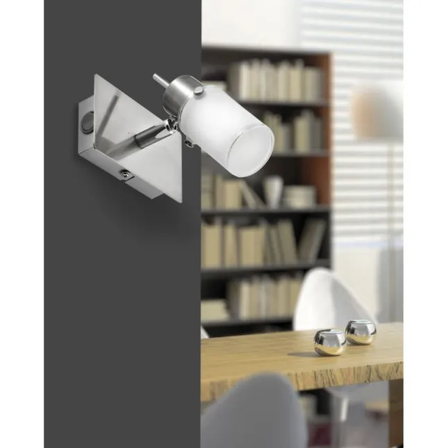 LED-Wandleuchte, verstellbaren Leuchtkopf, Wippschalter, satiniertes Glas