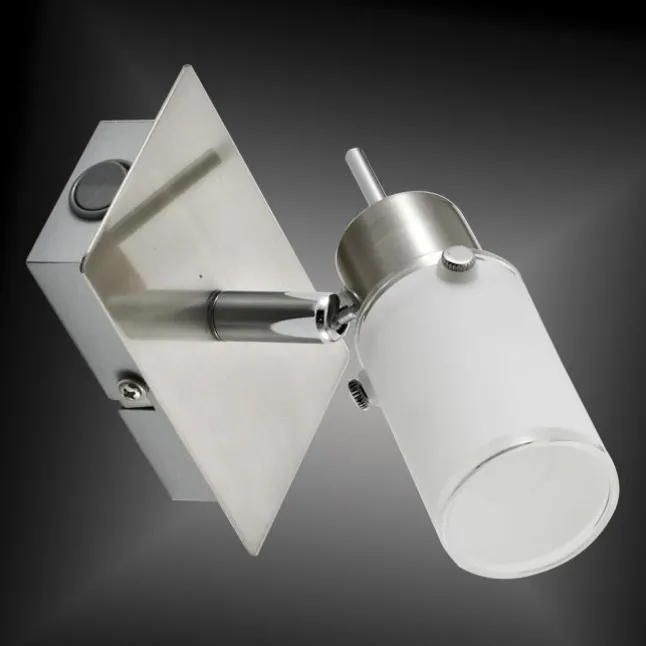 LED-Wandleuchte, verstellbaren Leuchtkopf, Wippschalter, satiniertes Glas