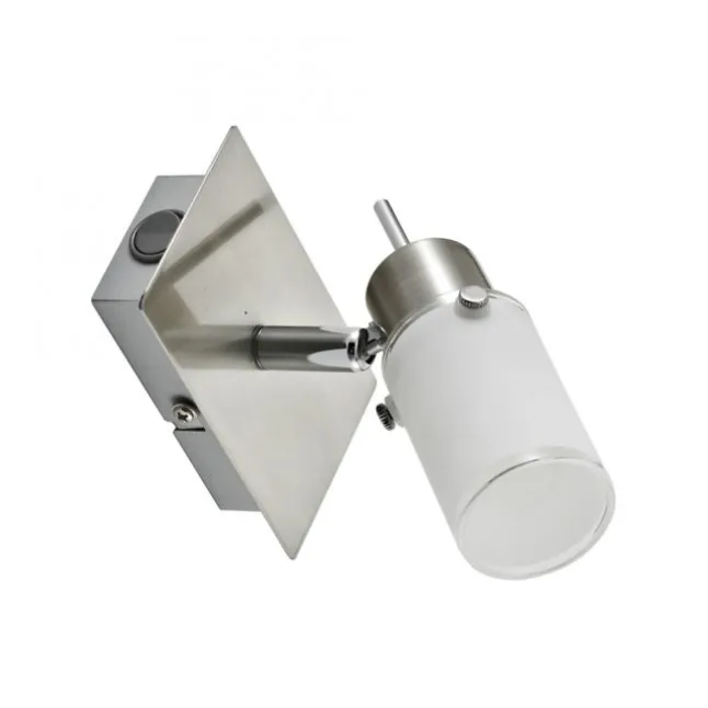 LED-Wandleuchte, verstellbaren Leuchtkopf, Wippschalter, satiniertes Glas