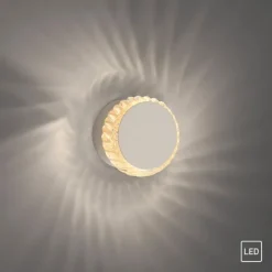 LED Wandleuchte weiß Kristallrand rund 3000K warmweiß Dekolampe