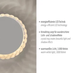 LED Wandleuchte weiß Kristallrand rund 3000K warmweiß Dekolampe