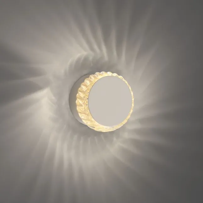 LED Wandleuchte weiß Kristallrand rund 3000K warmweiß Dekolampe