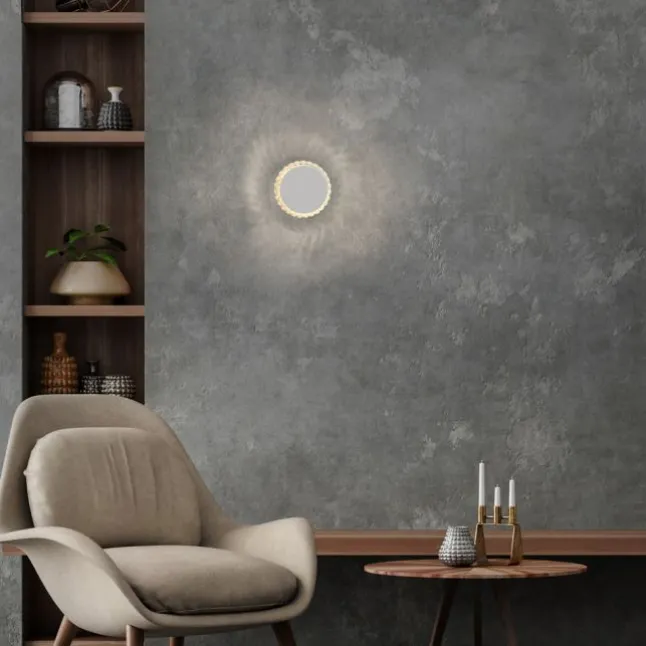 LED Wandleuchte weiß Kristallrand rund 3000K warmweiß Dekolampe