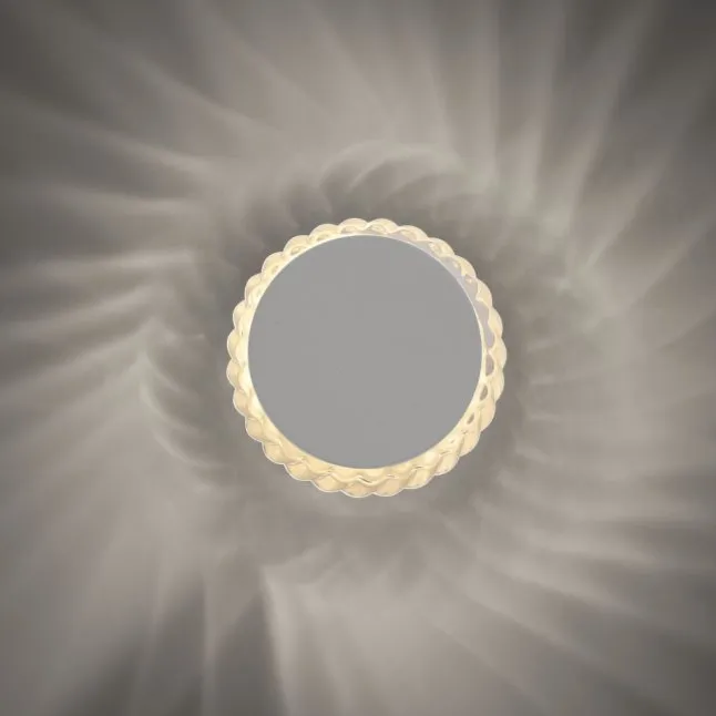 LED Wandleuchte weiß Kristallrand rund 3000K warmweiß Dekolampe