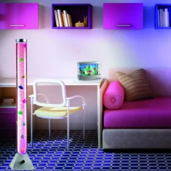 LED-Wassersäule, RGB, Farbwechsel, bunte Fische, modern