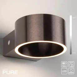 Paul Neuhaus Akku Wandleuchte PURE Clipse dark metal brown