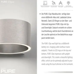 Paul Neuhaus Akku Wandleuchte PURE Clipse diamond (alu)