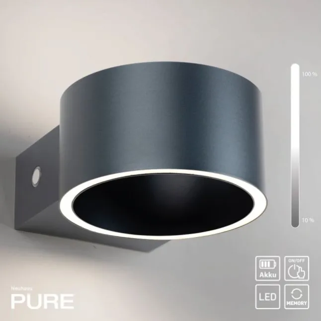 Paul Neuhaus Akku Wandleuchte PURE Clipse mystic grey