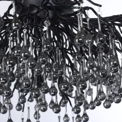 Paul Neuhaus Deckenleuchte ICICLE, schwarz, Kristallanhänger, 14-flammig