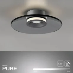 Paul Neuhaus Deckenleuchte PURE Moon platin (grau) dimmbar Wohnzimmer Küche