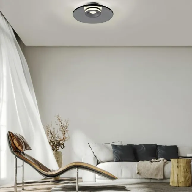 Paul Neuhaus Deckenleuchte PURE Moon platin (grau) dimmbar Wohnzimmer Küche