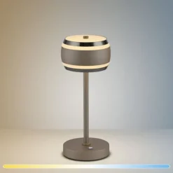 Paul Neuhaus LED Akku-Tischleuchte PURE Falling Rings, bronce, Touchdimmer,