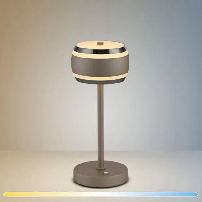 Paul Neuhaus LED Akku-Tischleuchte PURE Falling Rings, bronce, Touchdimmer,