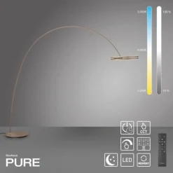 Paul Neuhaus LED Bogenlampe PURE Loop-Bow, bronce, Stehleuchte, dimmbar,