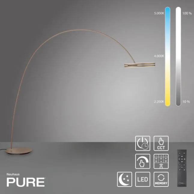 Paul Neuhaus LED Bogenlampe PURE Loop-Bow, bronce, Stehleuchte, dimmbar,