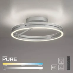 Paul Neuhaus LED Deckenleuchte PURE Loop stone (alu) Fernbedienung